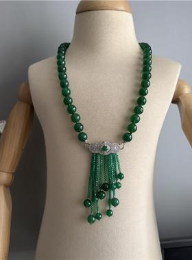 绿玛瑙流苏项链高贵大气首饰女款