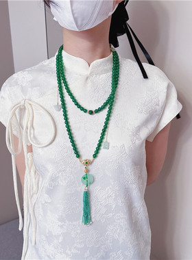 绿玛瑙毛衣链女绿色首饰女斜挎链