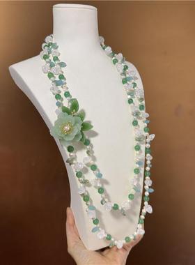 绿色首饰新中式毛衣链女长款奢华