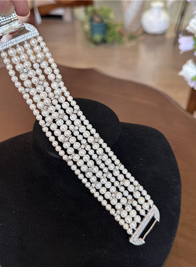 法式轻奢淡水珍珠多层手链送女友