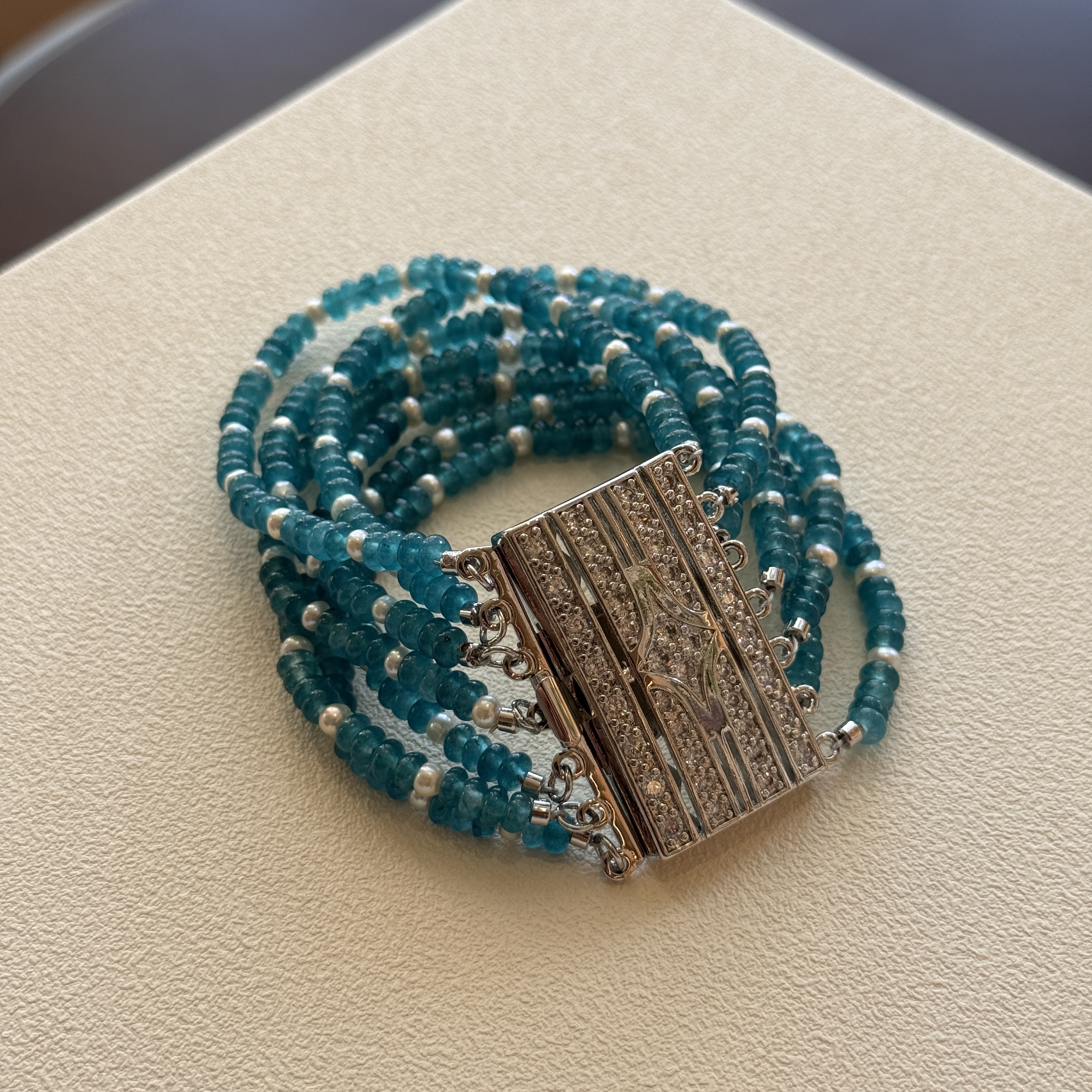 轻奢多层蓝色珠子豪华手链气质女