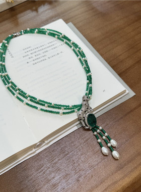 绿色首饰女绿玛瑙高贵项链女多层