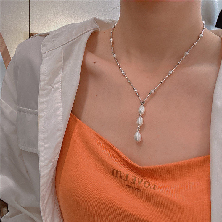 天然淡水珍珠项链小众设计水滴珍珠精致满天星颈链气质短款锁骨链