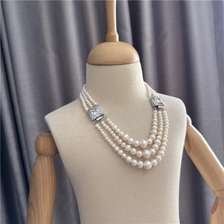 天然珍珠多层项链豪华轻奢首饰女