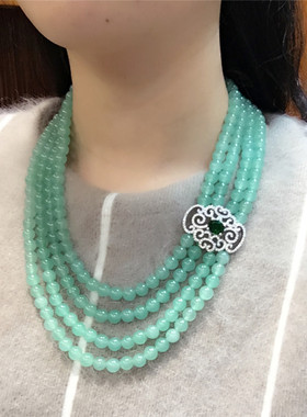 绿色首饰女东陵玉高贵项链女轻奢