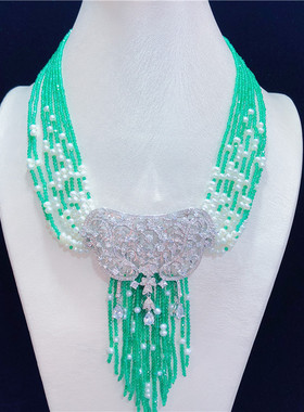 豪华首饰时尚轻奢毛衣链女铜镀银