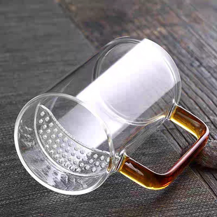耐热玻璃杯子高硼硅月牙过滤一体茶杯大容量水杯家用绿茶杯泡茶杯