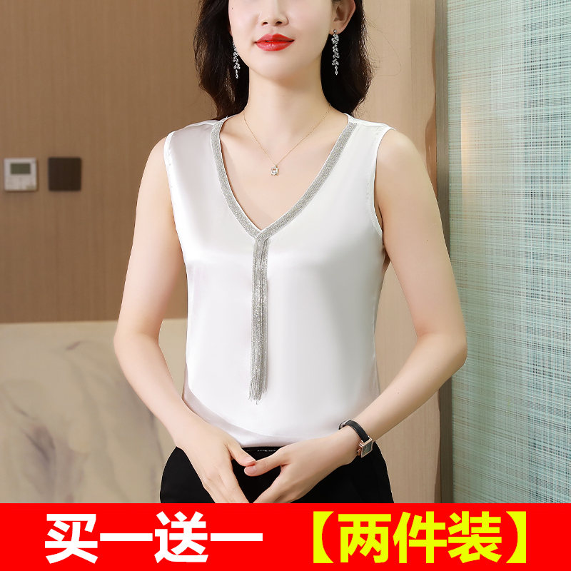 真丝小背心吊带女夏季西装西服醋酸缎面内搭上衣无袖桑蚕丝打底衫