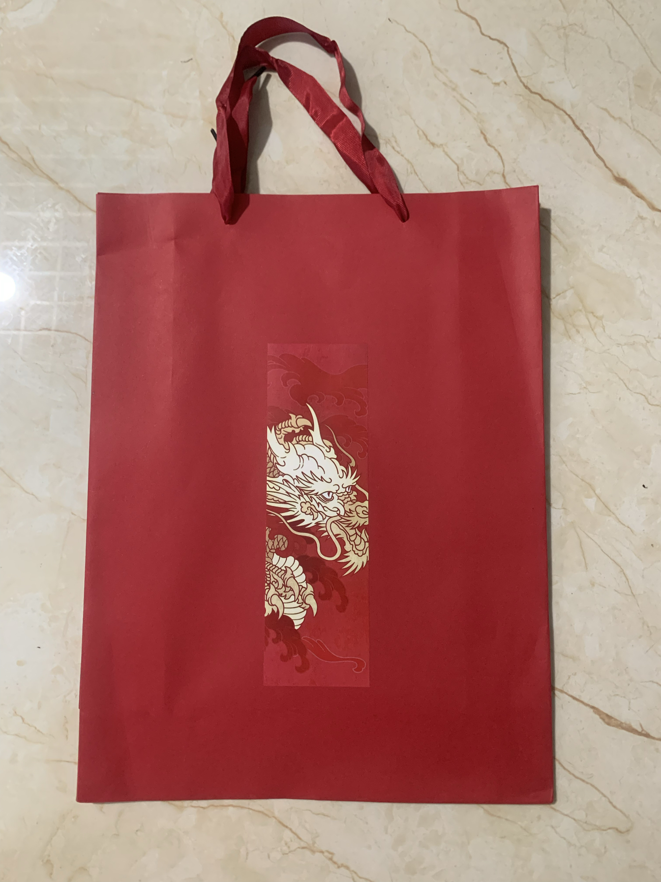 牛皮纸手提袋红色龙纹中国风通用包装纸袋