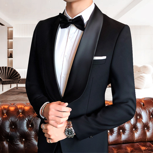西装套装男士新郎结婚宴会主持人演出西服正装塔士多礼服影楼摄影