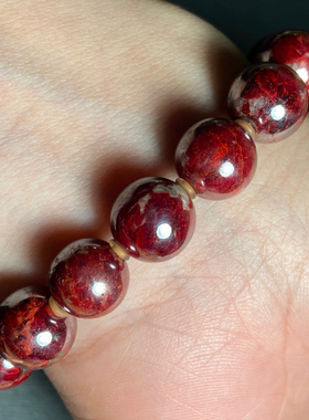原石手链透光纯天然朱砂尺寸12毫米左右克重110.3