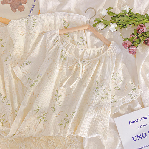 纯棉短袖睡裙夏季薄款裙子可外穿