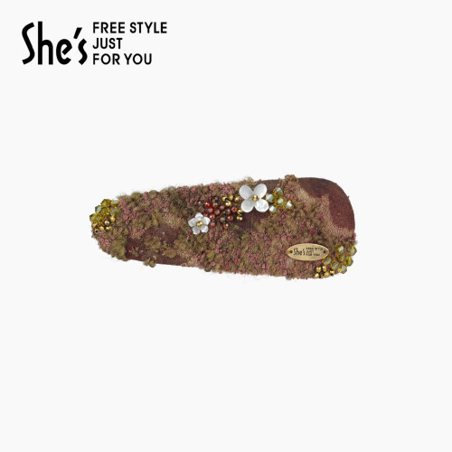 [新品]shes茜子原创手工钉珠发夹边夹侧边高级感刘海BB夹发饰夹子