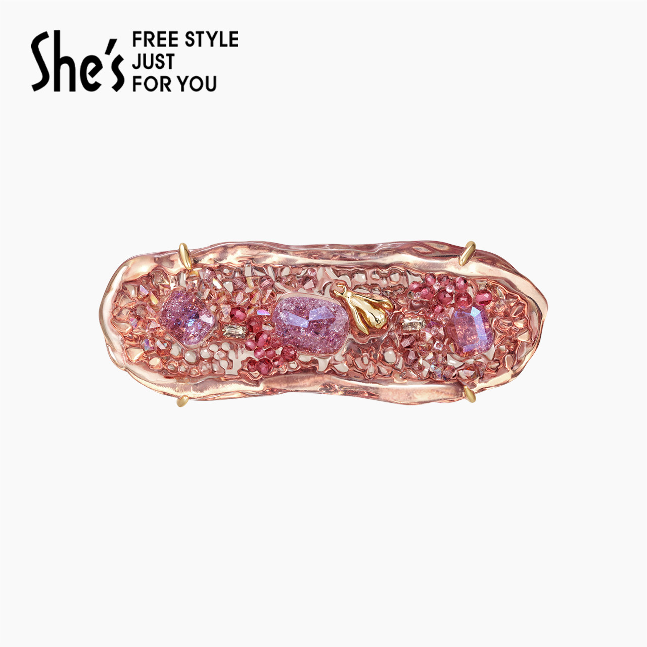 shes莫奈印象璀璨工艺水晶马尾横夹半发顶夹百搭发饰高级感发夹