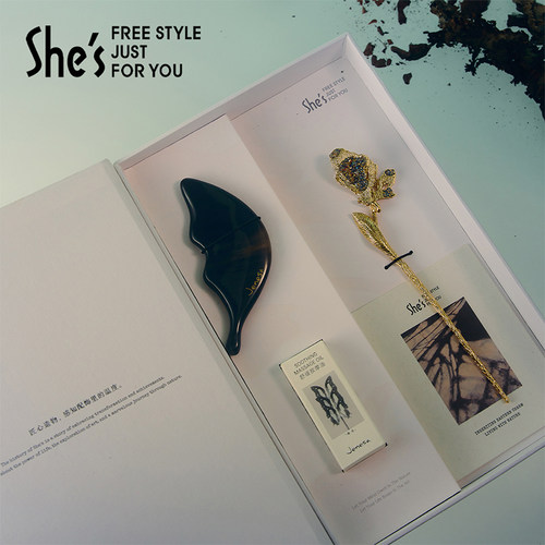 shes复古蝴蝶发簪精油套装礼盒