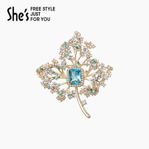 shes茜子璀璨枫叶胸针胸花