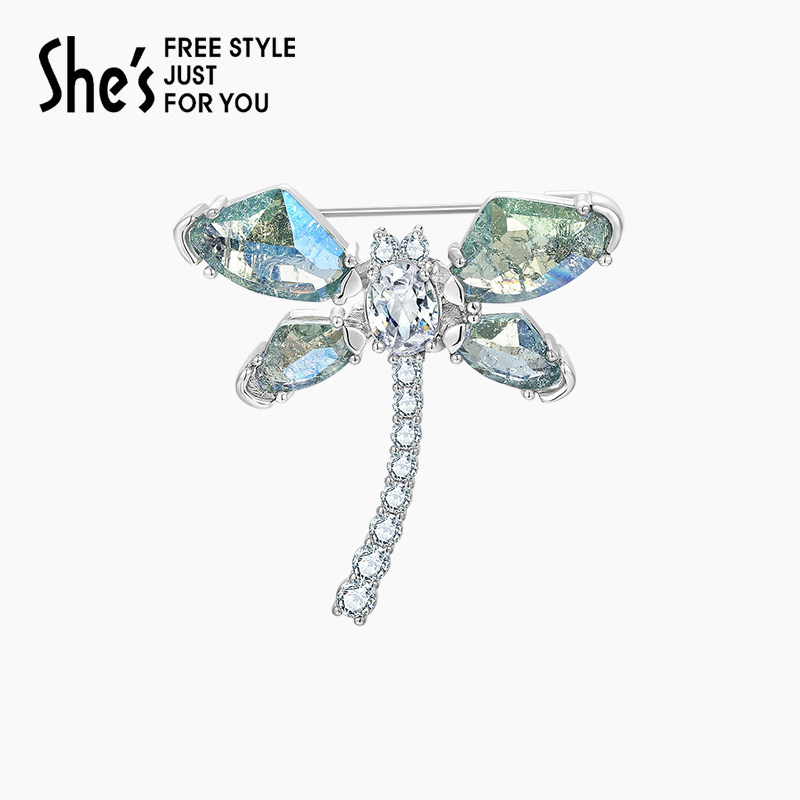 shes茜子輕奢璀璨冰晶蜻蜓胸針