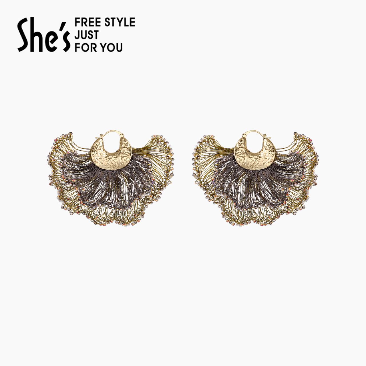 Veryshes原创手工编织鱼尾耳环