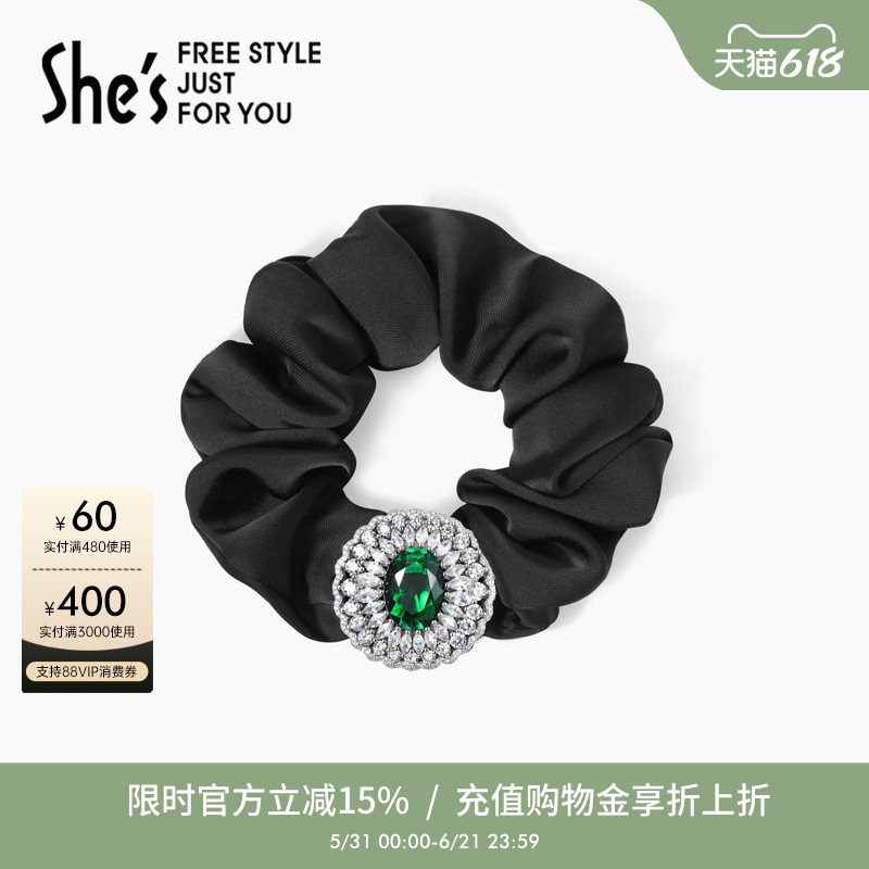 shes茜子巴比耶复古盛宴人工宝石发圈精致头饰轻奢高档发绳发饰品