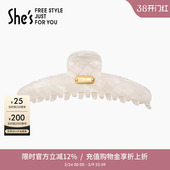shes茜子轻简醋酸板材棋盘格大号抓夹鲨鱼夹轻盈盘发夹半发抓