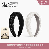 shes茜子巴比耶浪漫亮片手工钉珠高颅顶宽发箍轻奢发卡头箍发饰