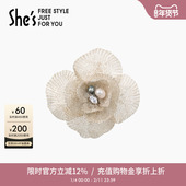 shes茜子手工叠花刺绣花朵胸针设计感小众胸花别针西装 外套配饰品