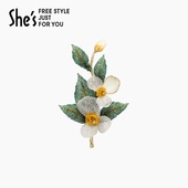 shes茜子梵高玫瑰原创手工刺绣法式 胸针胸花高档别针设计感配饰品