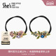 shes茜子梵高鸢尾花手工滴油渐变花朵双股皮筋马尾发绳发圈发饰