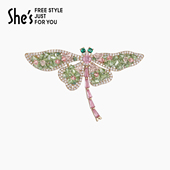 shes茜子爱 模样璀璨工艺水晶绿蜻蜓胸针精致优雅奢华设计感胸花