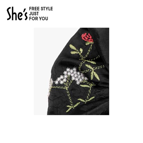 shes茜子国风刺绣花卉大肠发圈