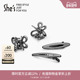 shes茜子时尚 简约蝴蝶结小号抓夹镂空捏夹刘海边夹合金发夹组合