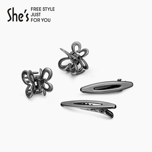 shes镂空海边电镀质感组合发夹