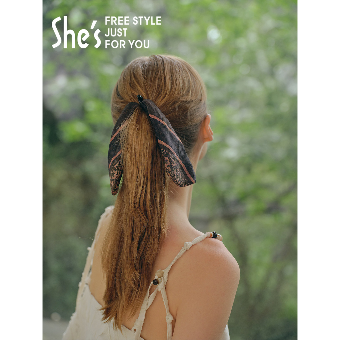 shes茜子自然复刻花园复古花纹香蕉夹马尾夹女竖夹蝴蝶结发夹发饰