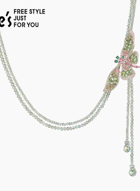 shes茜子璀璨工艺水晶绿蜻蜓项链