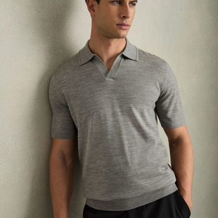 145$英国RS轻奢奢华美利奴merino羊毛翻领短袖针织POLO衫男