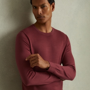 英国轻奢RS 奢华美利奴merino纯羊毛衣 圆领长袖套头针织打底衫男