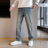四季款牛仔裤男潮牌复古休闲百搭宽松显瘦弹力直筒长裤子185P65，男装牛仔裤，星座1102