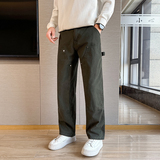 抖音双膝伐木工装裤休闲宽松直筒裤百搭水洗裤子男K1007P65，男装工装外套，星座1102