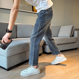 加绒加厚小个子男装弹力微宽松黑色直筒牛仔裤男98606P55加绒P65，男装牛仔裤，星座1102