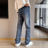 加绒加厚牛仔裤男潮牌休闲百搭宽松显瘦直筒长裤子183P65加绒P65，男装牛仔裤，星座1102