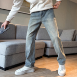 四季款牛仔裤男潮牌复古休闲百搭宽松显瘦弹力直筒长裤子185P65，男装牛仔裤，星座1102