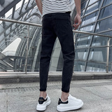 社会小伙牛仔裤男士修身小脚弹力简约百搭潮牌显瘦休闲裤139P55，男装牛仔裤，星座1102