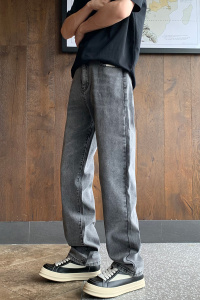 合体直筒牛仔裤 2025秋冬水洗做旧弹力牛仔裤宽松长裤6602P55控78图片