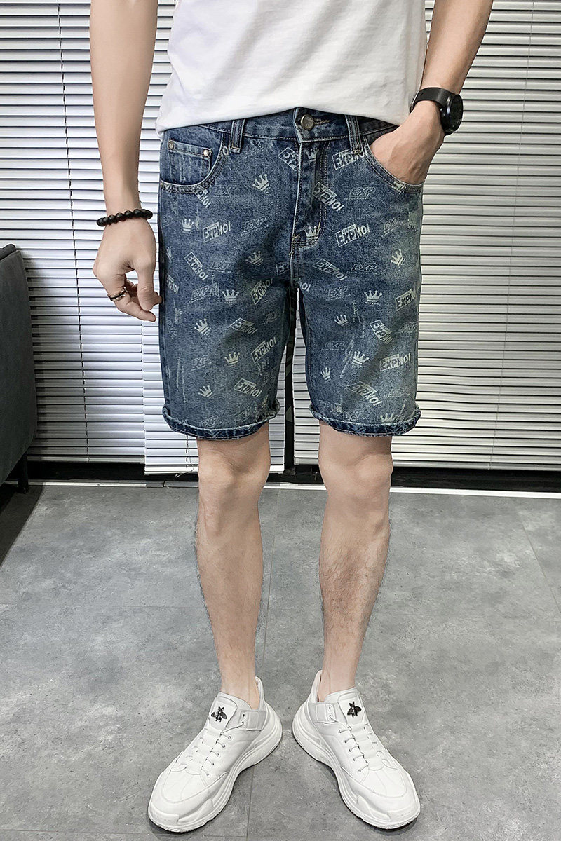 牛仔短裤男潮牌2023夏季新款休闲复古美式五分裤薄款中裤506P48,男装牛仔裤,星座1102