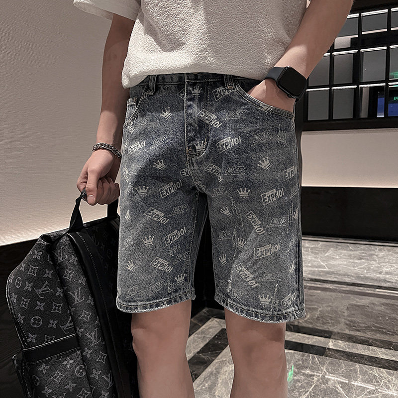 社会小伙 牛仔短裤男外穿2023夏季休闲五分裤高街潮牌中裤 506P48图片