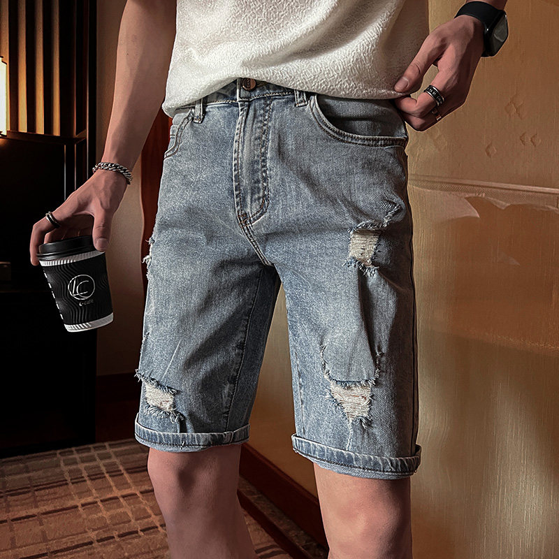 社会小伙牛仔短裤男外穿2023夏季休闲五分裤高街潮牌中裤503P48，男装牛仔裤，星座1102