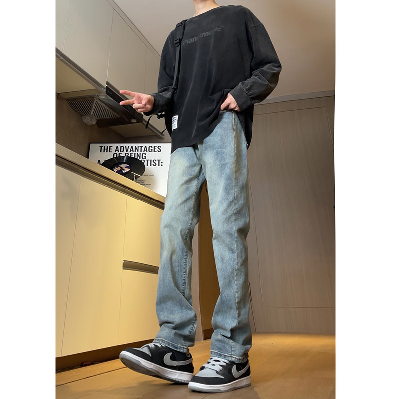 秋款2025新款复古牛仔裤男潮牌合体水洗直筒窄版男裤6601P55控78,男装牛仔裤,星座1102