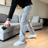四季款浅色牛仔裤男潮牌痞帅休闲百搭宽松显瘦直筒长裤子180P65，男装牛仔裤，星座1102