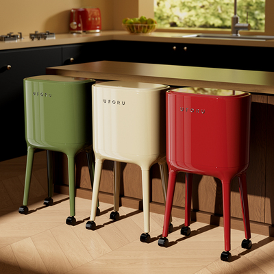 厨房窄缝高脚垃圾桶免弯腰高款移动家用客厅高颜值滑轮垃圾卫生桶