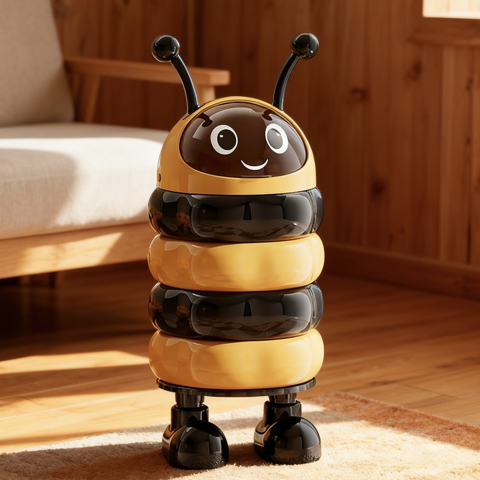 可爱卡通双层垃圾桶带盖大容量